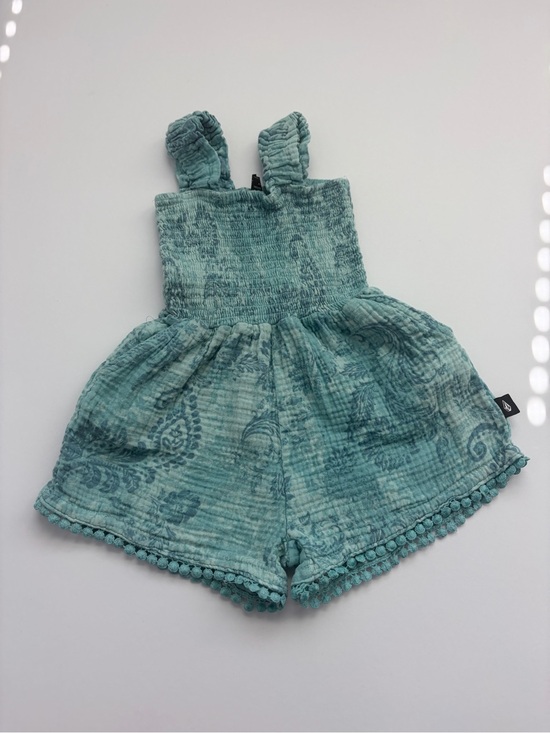 Volcom Other - Volcom 24m Girls' Teal Paisley Cotton Romper with Pom Trim
